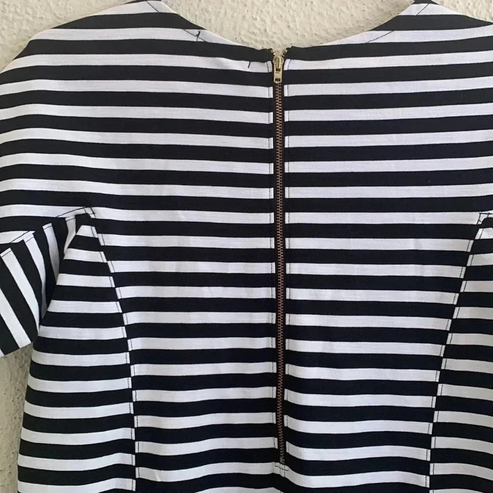 J.Crew Petite Striped T-shirt Dress  Black/White Stripes Size: Medium P - Picture 7 of 8